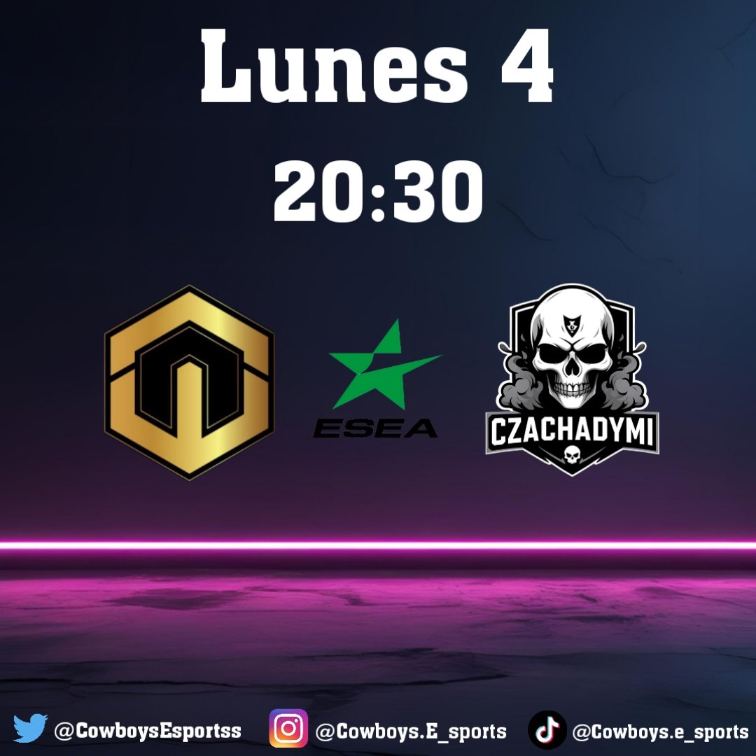 Cowboys_e-Sports (@cowboysesportss) on Twitter photo Mañana es el gran día!! Empezamos la semana con un partidazo de <a href="/ESEA/">ESEA League</a> para casi certificar la permanencia en Entry y colarnos cerca de puestos de play offs a intermediate, mañana publicaremos más info,pero ya sabes, tu cita a las 20:30 a obligatoria 🙌🤠
#GoCowboys 💛🖤 Mañana es el gran día!! Empezamos la semana con un partidazo de <a href="/ESEA/">ESEA League</a> para casi certificar la permanencia en Entry y colarnos cerca de puestos de play offs a intermediate, mañana publicaremos más info,pero ya sabes, tu cita a las 20:30 a obligatoria 🙌🤠
#GoCowboys 💛🖤