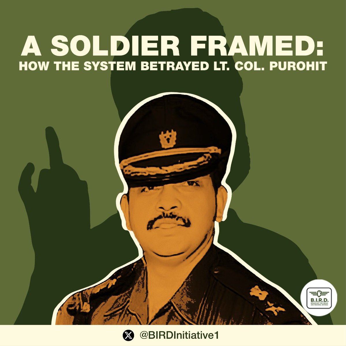 B.I.R.D. Thread series 🧵 

Lt Col #Purohit, a decorated Mil Int officer was failed by his own nation when he was falsely accused for sourcing and supplying RDX in #Malegaon blast. 

Here’s what happened : 
<a href="/BIRDInitiative1/">B.I.R.D.</a>