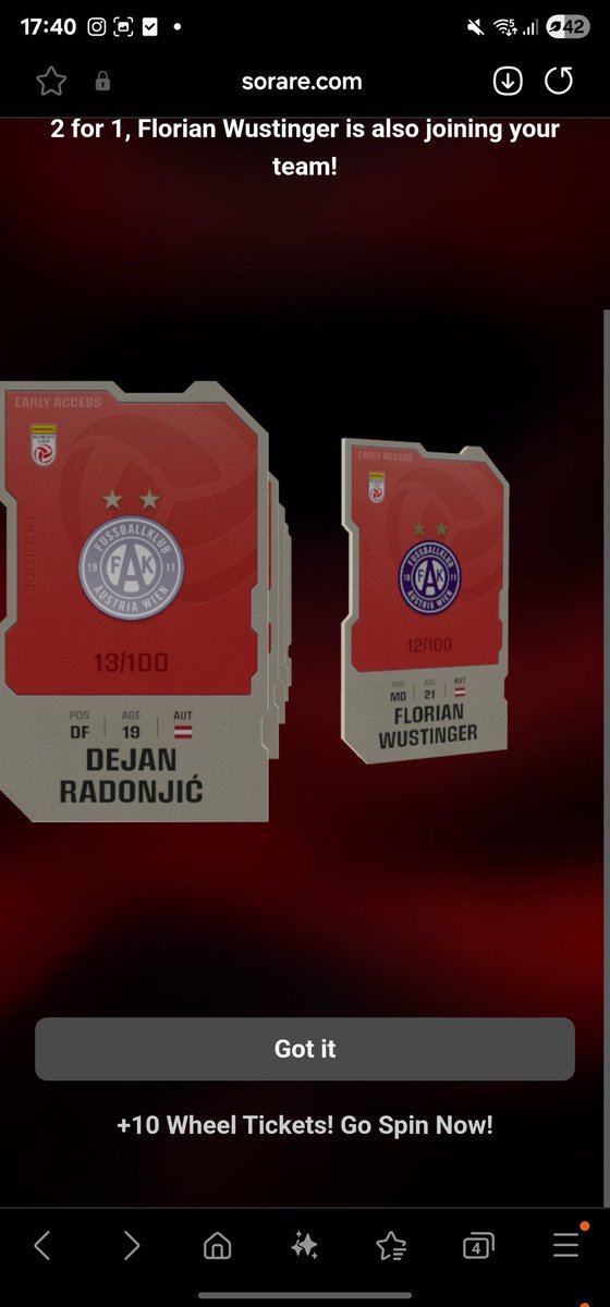 Decay26Sorare's tweet photo. Did it again 🫣 and got #Wustinger which i already had in my collection 🫠
Does anyone need him?
#sorare #faklive https://t.co/qpwPTFEQ4A
