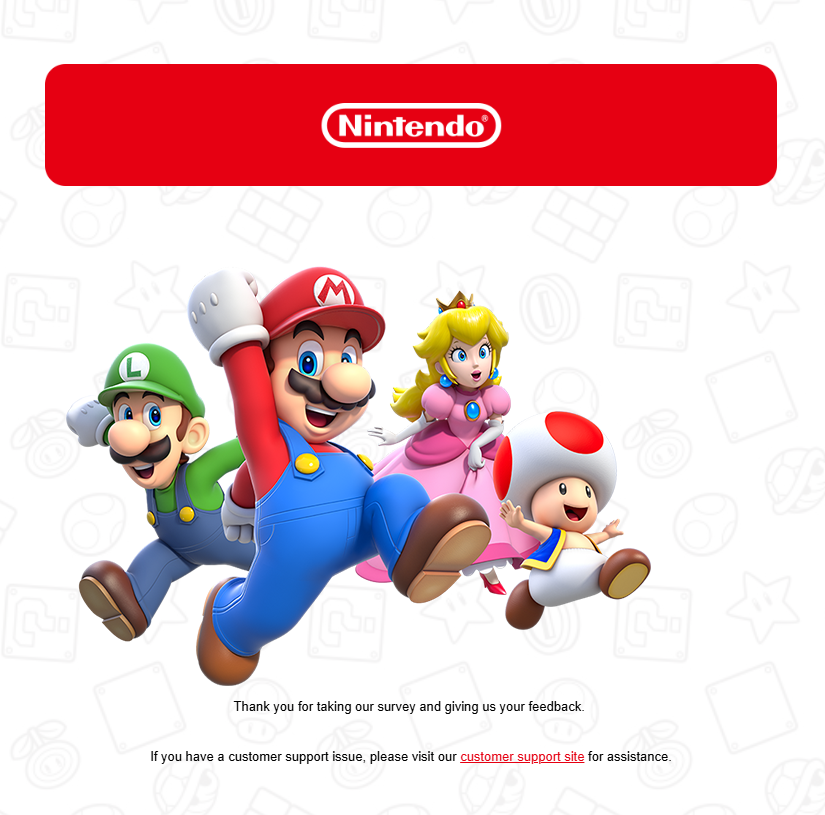 Nintendo survey regarding digital and physical game purchases. Your opportunity to tell them how you really feel about key cards. I did my duty.

🔗in the comments: