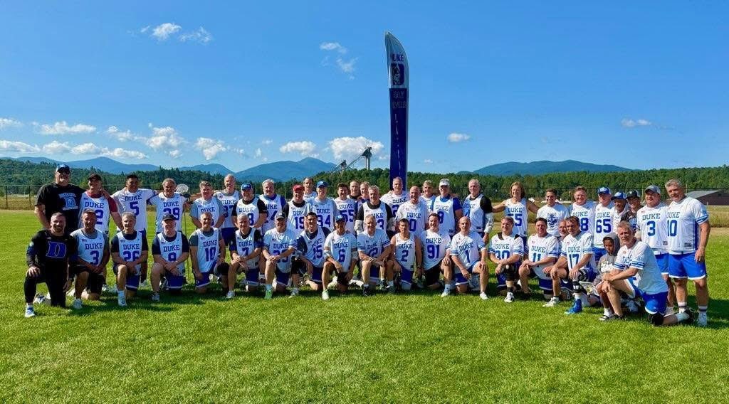 Full squad of #GrayDevils - 10th anniversary in Lake Placid 2025 - 50+ (3-1 Runner Up) &amp; 55+ (2-2 7th place). #LaxBrotherhood #FullHearts