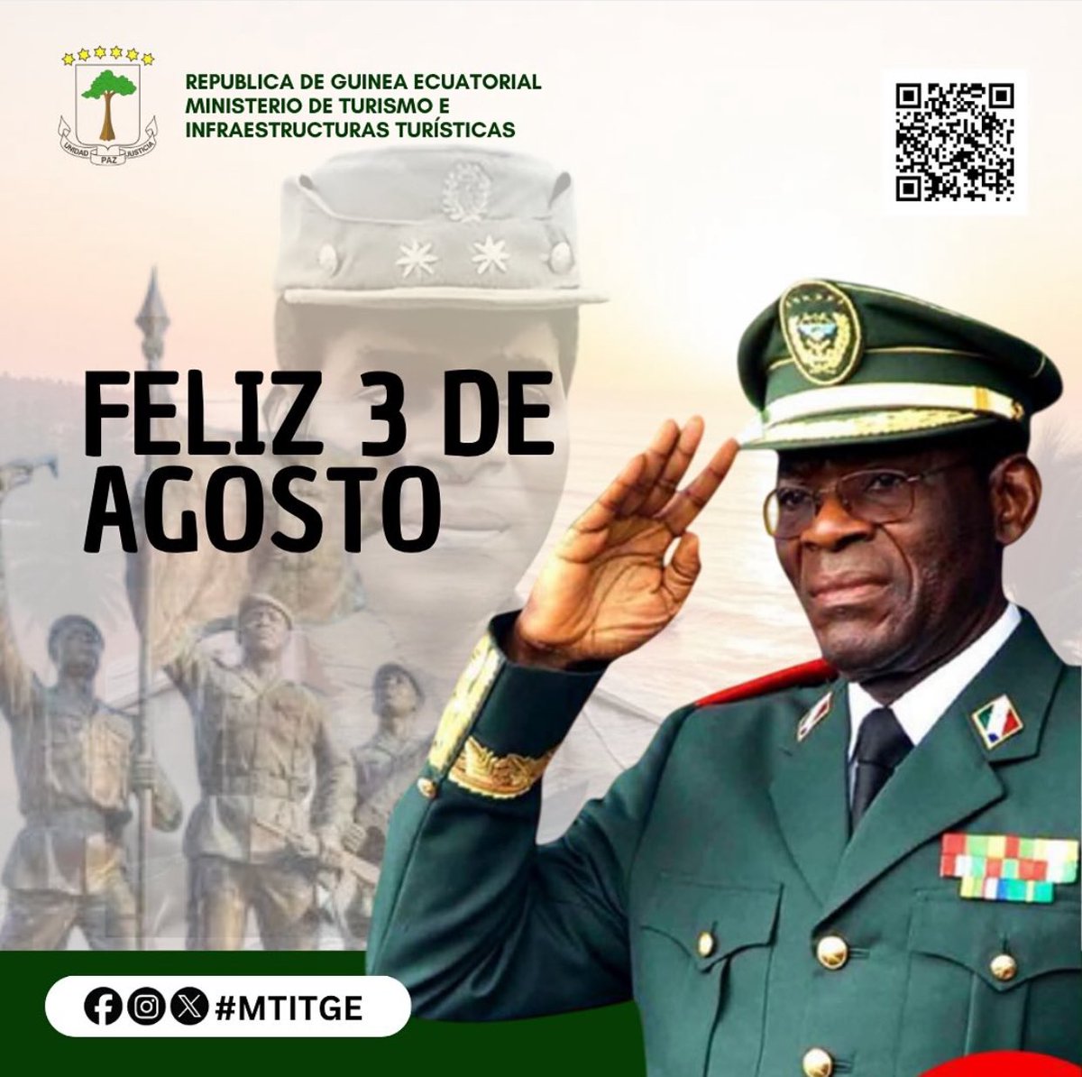 FELIZ 3 DE AGOSTO: DÍA DEL GOLPE DE LIBERTAD.

#mtit #mturismoge #mturismo #turismo #turismoenguineaecuatorial #hablemosdeturismo #turisteando #visadoonlineguineaecuatorial #3deagosto #3deagostogolpedelibertad