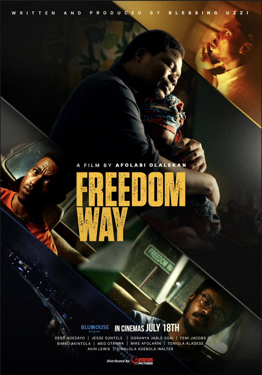 blessinguzzi's tweet photo. It’s crazy we couldn’t do an actual poster for Freedom Way like we did for the other films. We had to use stills from the film but I really like this posters. Anyway, go see Freedom Way in a cinema near you today. @bluhousestudios posters is 🔥 https://t.co/266ZKS2w4z