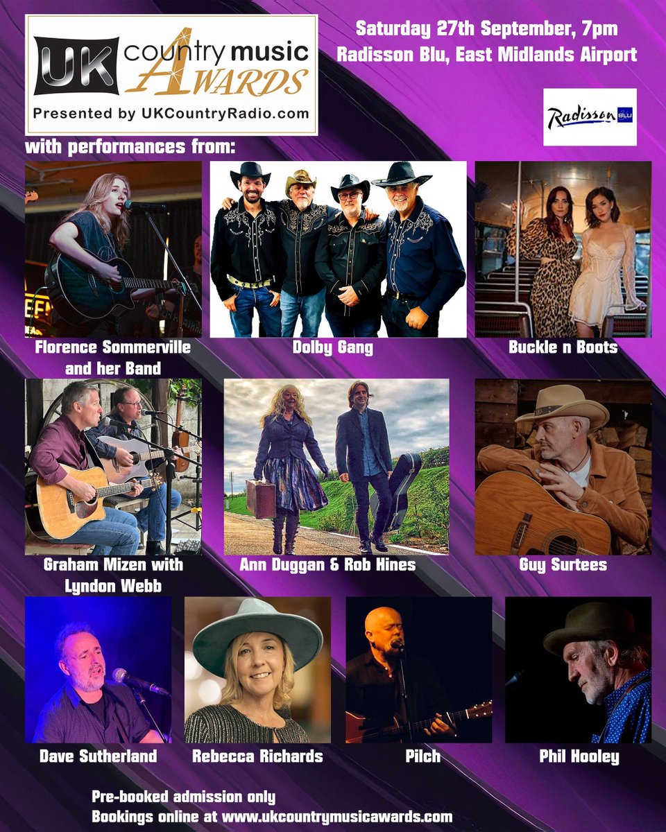 The UK Country Music Awards are getting bigger

<a href="/thedavesutherl1/">Dave Sutherland</a>
<a href="/becmusician/">Rebecca Richards Music</a>
Pilch
and Phil Hooley 

have today been added to the lineup on Saturday 27th September at Radisson Blu, East Midlands Airport.

Tickets here 👇 
buff.ly/j5tb3X1