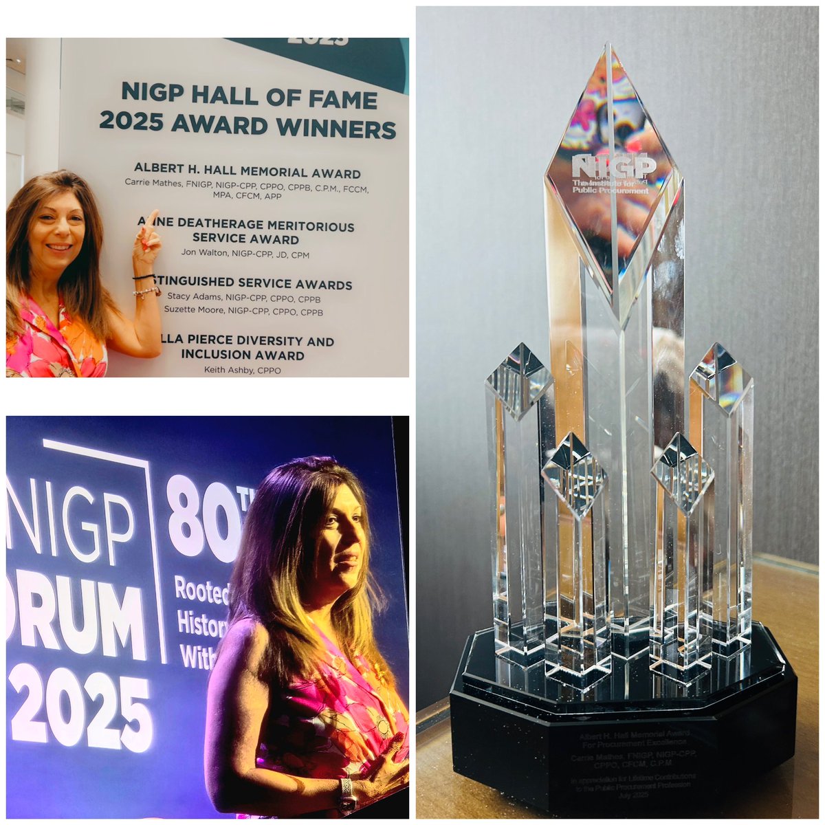 Congratulations to our Chapter Past President, Carrie Mathes recognized with NIGP’s highest award, the Albert H Hall Award, becoming a Fellow of NIGP at the 2025 NIGP Forum. 

We proudly celebrates you and are grateful for all of your contributions to the profession!