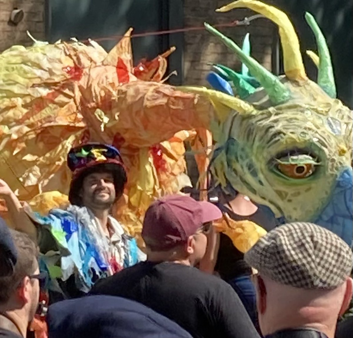 untypicalboro's tweet photo. Plenty of noise and colour at the Stockton International Riverside Festival. Peoples’ parade, bhangra drummers, Jamaican rap dance combo, a brass band and a lass dancing on the roof of a car while a ringmaster cracked a whip. Good fun. #SIRF https://t.co/HqQMV5FdPd