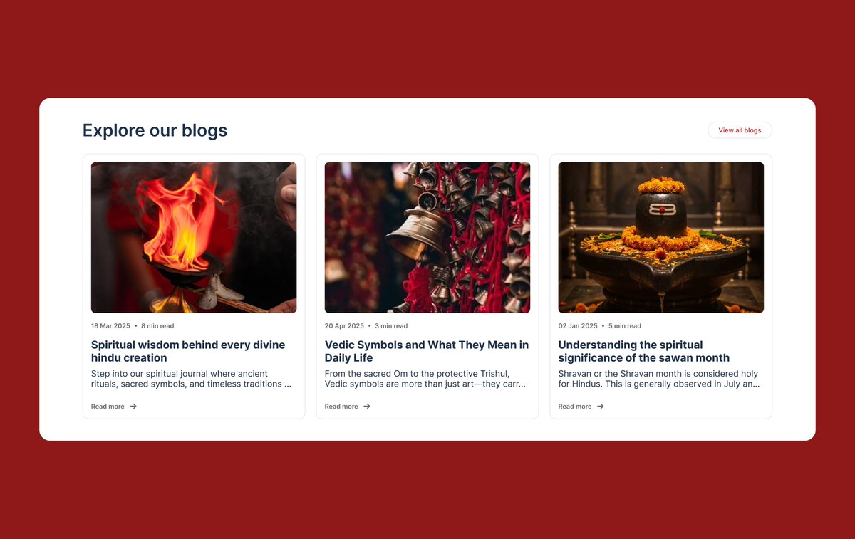 Crafted a fresh look for the blog section of a spiritually inspired e-commerce platform
#UIdesign #Visualdesign #UIUX