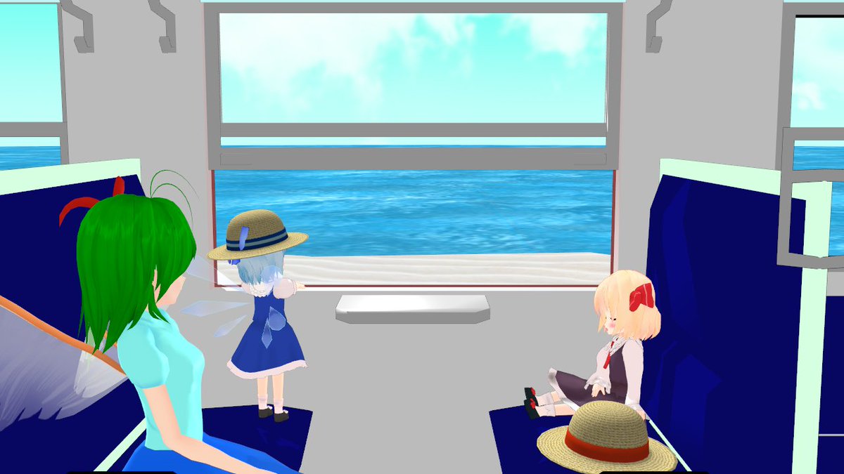#毎日８月は大妖精の日
#大妖精 #チルノ #ルーミア #東方MMD
チルノ「うみだーー！！」
ルーミア「むにゃむにゃ..やきそば～」
どうやら海に向かっているようです。