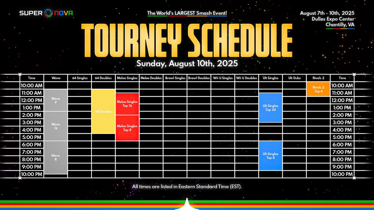 This is the Supernova 2025 Tournament Schedule.