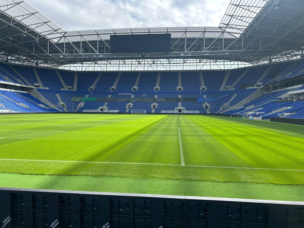 🔵🚨 The south stand has been painted to blue ahead of the game Vs Roma on the 9th August 💙