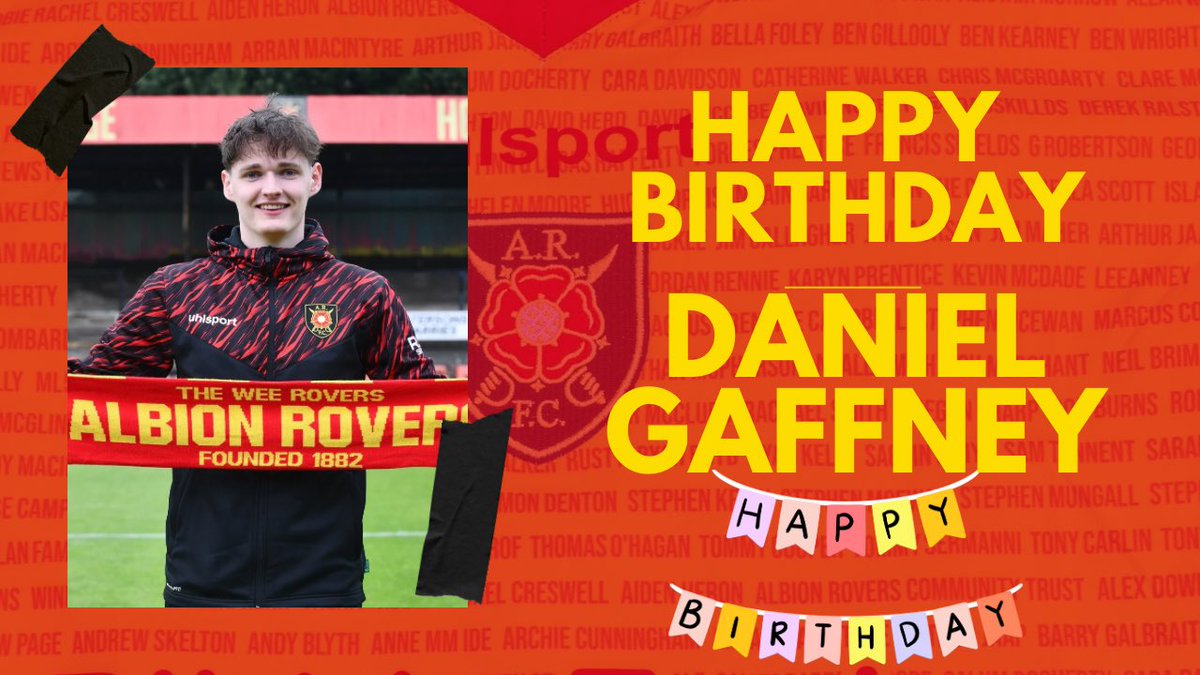 Albion Rovers FC (@albionrovers) on Twitter photo 🎂 HAPPY BIRTHDAY 🎂
A very happy birthday and many happy returns to our Number 12, Daniel Gaffney (<a href="/y888dtg/">daniel gaffney</a>), who celebrates his 20th birthday today!
Hope you have a great day. Daniel!
#ARFCOKAY🇲🇰 🎂 HAPPY BIRTHDAY 🎂
A very happy birthday and many happy returns to our Number 12, Daniel Gaffney (<a href="/y888dtg/">daniel gaffney</a>), who celebrates his 20th birthday today!
Hope you have a great day. Daniel!
#ARFCOKAY🇲🇰