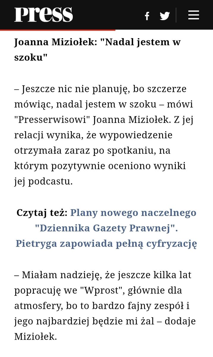 Marcin Dobski (@szachmad) on Twitter photo Mało elegancki sposób zakończenia współpracy po 10 latach. Zwłaszcza, że Asia to jedna z najlepszych dziennikarek politycznych.
Trzymam kciuki <a href="/JMiziolek/">Joanna Miziołek</a>. Mało elegancki sposób zakończenia współpracy po 10 latach. Zwłaszcza, że Asia to jedna z najlepszych dziennikarek politycznych.
Trzymam kciuki <a href="/JMiziolek/">Joanna Miziołek</a>.