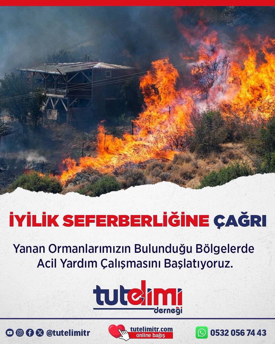 Tut Elimi Türkiye Temsilciliği (@tutelimitr) on Twitter photo 🔥 Ülkemizde yaşanan Orman yangınları sebebiyle, hasar gören bölgelerimizde ACİL yardım çalışması başlatıyoruz.
#türkiye #ormanyangını 
#tutelimidernegi #tutelimitr #yangın #orman #yeşilvatan #antalya #eskişehir #karabük #bilecik #bursa #mersi̇n #zonguldak #afyonkarahisar 🔥 Ülkemizde yaşanan Orman yangınları sebebiyle, hasar gören bölgelerimizde ACİL yardım çalışması başlatıyoruz.
#türkiye #ormanyangını 
#tutelimidernegi #tutelimitr #yangın #orman #yeşilvatan #antalya #eskişehir #karabük #bilecik #bursa #mersi̇n #zonguldak #afyonkarahisar