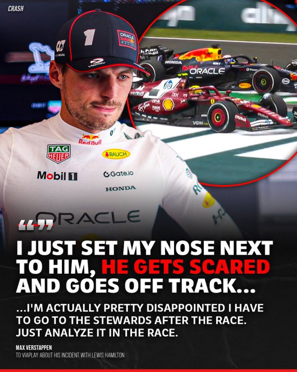 Yeah, you stuck your nose down the inside at the fastest corner of the lap. Lewis takes the normal line and it’s contact.

More yield or crash from Max. He doesn’t know any other way. And the pathetic <a href="/fia/">FIA</a> continue to enable him. #F1 #HungarianGP