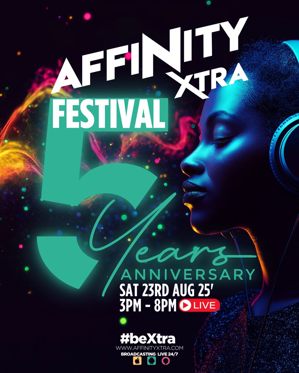 Affinity Xtra (@affinityxtra) on Twitter photo 🚨SAVE THE DATE!🚨
Sat 23 Aug 2025 – We’re going LIVE for 5 HOURS of music + more to mark our 5th Anniversary!
🎧 DJs, artists & a few surprises 👀
#AffinityXtra5 #UKGospel #BlackBritishMusic 🚨SAVE THE DATE!🚨
Sat 23 Aug 2025 – We’re going LIVE for 5 HOURS of music + more to mark our 5th Anniversary!
🎧 DJs, artists & a few surprises 👀
#AffinityXtra5 #UKGospel #BlackBritishMusic