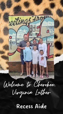 Please welcome to Cherokee, Virginia Luther! 🥰 Virginia is no stranger to Cherokee as her children attend Cherokee!!  Virginia is excited to join our amazing Recess Team spending time outside making sure our Cheetahs get some fresh air &amp; movement! 🐆❤️#cheetahpride #WEareLakota