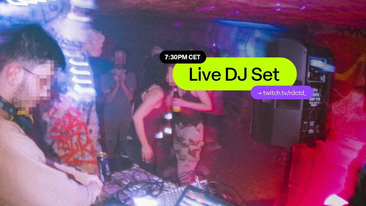 Haven't been very active on Twitch recently, but I'm still here!

So, NEW DJ STREAM in an hour. Serve yourselves the drink of your choice and join us in the chat! 🥰

🎧 twitch.tv/rdctd_
