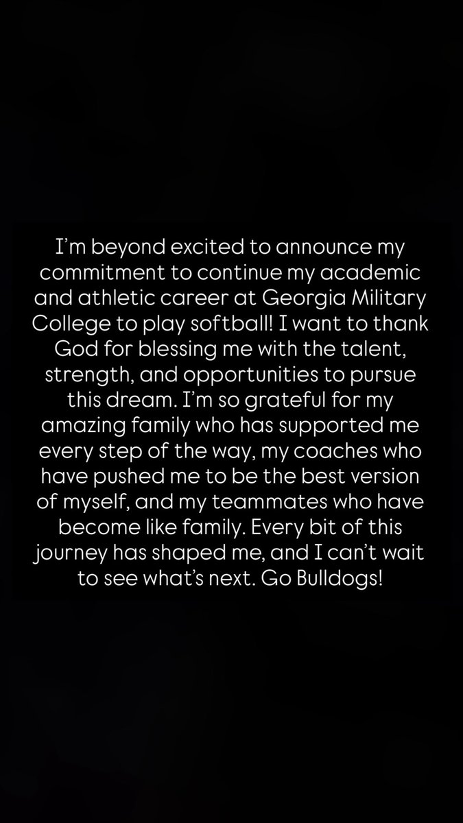 Future Bulldog ❤️🤍All Glory to God ‼️<a href="/GMCJCSB/">Georgia Military College Softball</a> <a href="/ChandlerPentec1/">Chandler Pentecost</a> <a href="/BcaSoftball/">BCA.softball</a> <a href="/SE_Elite_Burg/">Southeast Elite Brandenburg</a> <a href="/KristenBGregory/">Kristen Brandenburg</a> <a href="/SBRRetweets/">Softball Recruiting Reposts</a> #commited