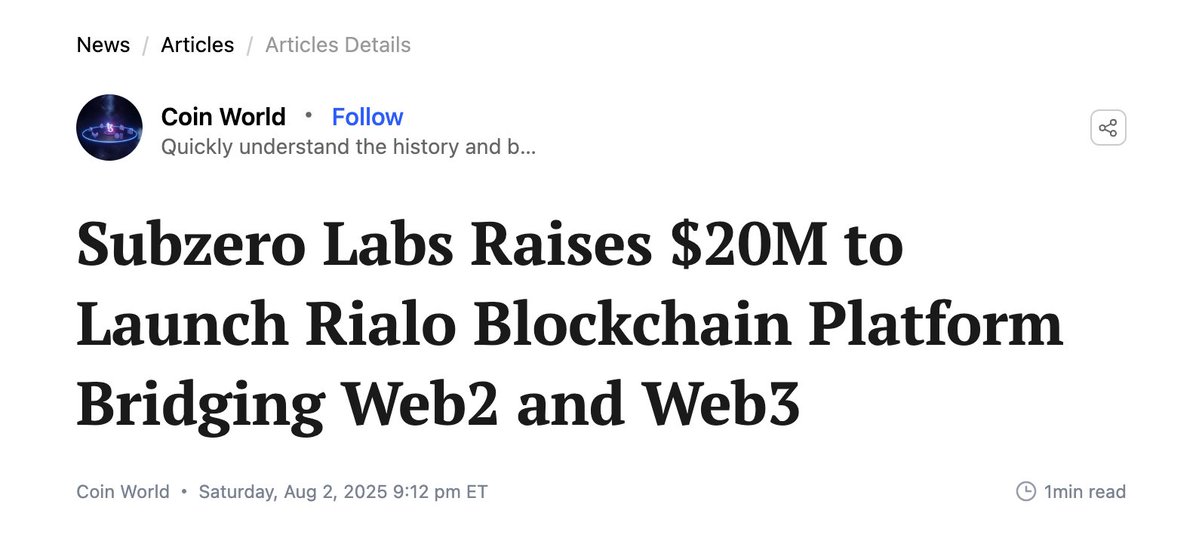 Rialo Early Access — $20M Raised 

<a href="/RialoHQ/">Rialo</a> is building the next-gen Web3 infra by bridging Web2 and Web3

Why it matters &amp; how to join early:

1) What is Rialo?

• Built by Subzero Labs (raised $20M seed)
• Direct Web access for dApps
• Event-driven TXs w/privacy -first