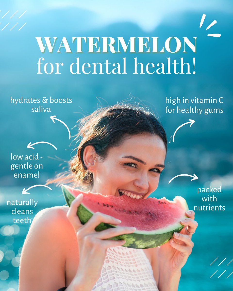 Happy National Watermelon Day! 🍉

Did you know watermelon is not only delicious but also great for your smile? It’s packed with water, which helps rinse away sugars and keep little mouths hydrated in the summer heat!

➡️ What's your favorite summer snack?