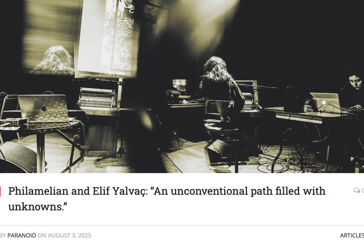 Just published an interview with  Philamelian &amp; Elif Yalvaç, we talked about ‘Sediments’, acoustics and electronics, the link between ambient and metal, and more! ▲
-
➡cyclicdefrost.com/2025/08/elif-y…
-
<a href="/cyclicdefrost/">Cyclic Defrost</a> <a href="/hazalelifyalvac/">Elif Yalvaç</a> <a href="/HONCambridge/">Heart of Noise Cambridge</a> <a href="/timbreworks/">timbreworks</a> <a href="/philamelian/">cagri tozluoglu</a> <a href="/dense_pr/">dense</a>