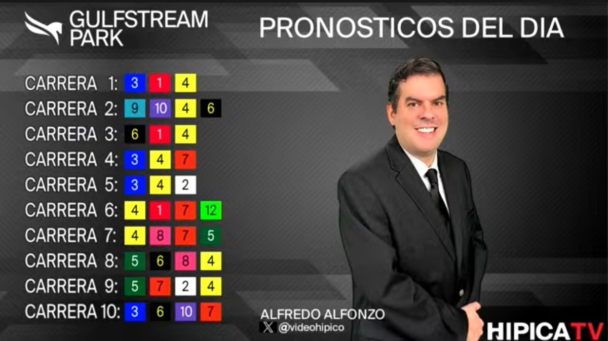 #GulfstreamPark
Domingo 3 de Agosto 2025:

✅ 10 carreras, 12:50 PM.
✅ Pronósticos del día.
✅ Ticket para Early Pick5

#SomosHípicaTV 👇🏻
