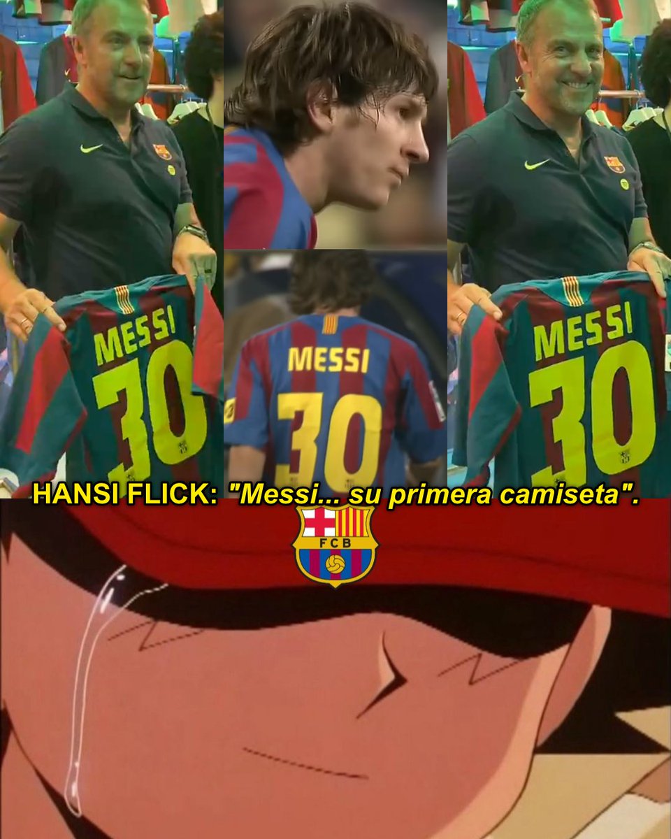 En plena pretemporada, Nike organizó una dinámica en la que varios integrantes del FC Barcelona tuvieron la oportunidad de elegir algún jersey retro. ¿Qué creen que hizo Hansi Flick? Se quedó con la primera camiseta utilizada por Lionel Messi. Sí, el DT alemán también es fan