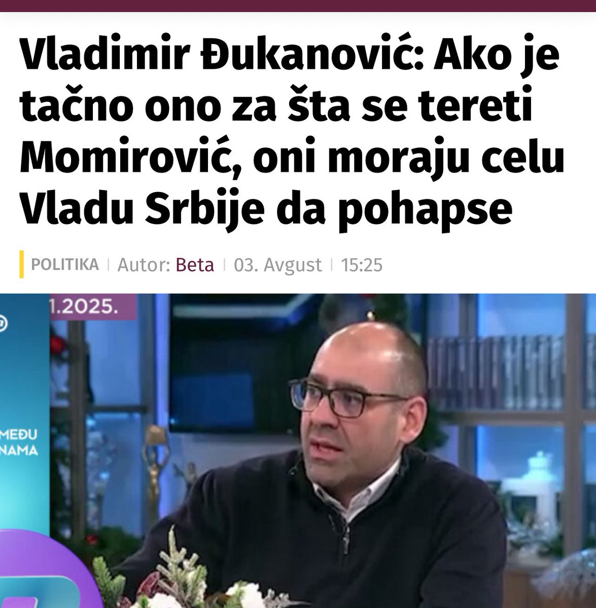 Marinika Tepić (@marinikatepic) on Twitter photo Tačno, moraće još da hapse!
I više od Vlade!
Zato podrška tužiocima koji rade ovaj predmet u TOK-u. A i još neke!
I volela bih da to svi učinimo.
Pogrešno je sada relativizovati ovaj rad dela profesionalaca koji se odvažio i ne zarezuje živu silu! Nemojte ih omalovažavati da su Tačno, moraće još da hapse!
I više od Vlade!
Zato podrška tužiocima koji rade ovaj predmet u TOK-u. A i još neke!
I volela bih da to svi učinimo.
Pogrešno je sada relativizovati ovaj rad dela profesionalaca koji se odvažio i ne zarezuje živu silu! Nemojte ih omalovažavati da su