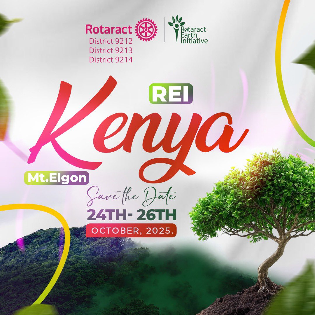 Rotaract District 9213 (@rotaractd9213) on Twitter photo 🌿🔥 Adventure Meets Impact! 🔥🌿
This October 24th–26th, we’re heading to the breathtaking Mt. Elgon, Kenya 🇰🇪 for a one-of-a-kind experience with the Rotaract Earth Initiative!
🌱 3 Districts. 1 Purpose.
🌍 <a href="/Rotaract_D9212/">Rotaract District 9212</a> | District 9213 | <a href="/RotaractD9214/">Rotaract District 9214</a> 🌳
#ThisIsRotaract 🌿🔥 Adventure Meets Impact! 🔥🌿
This October 24th–26th, we’re heading to the breathtaking Mt. Elgon, Kenya 🇰🇪 for a one-of-a-kind experience with the Rotaract Earth Initiative!
🌱 3 Districts. 1 Purpose.
🌍 <a href="/Rotaract_D9212/">Rotaract District 9212</a> | District 9213 | <a href="/RotaractD9214/">Rotaract District 9214</a> 🌳
#ThisIsRotaract