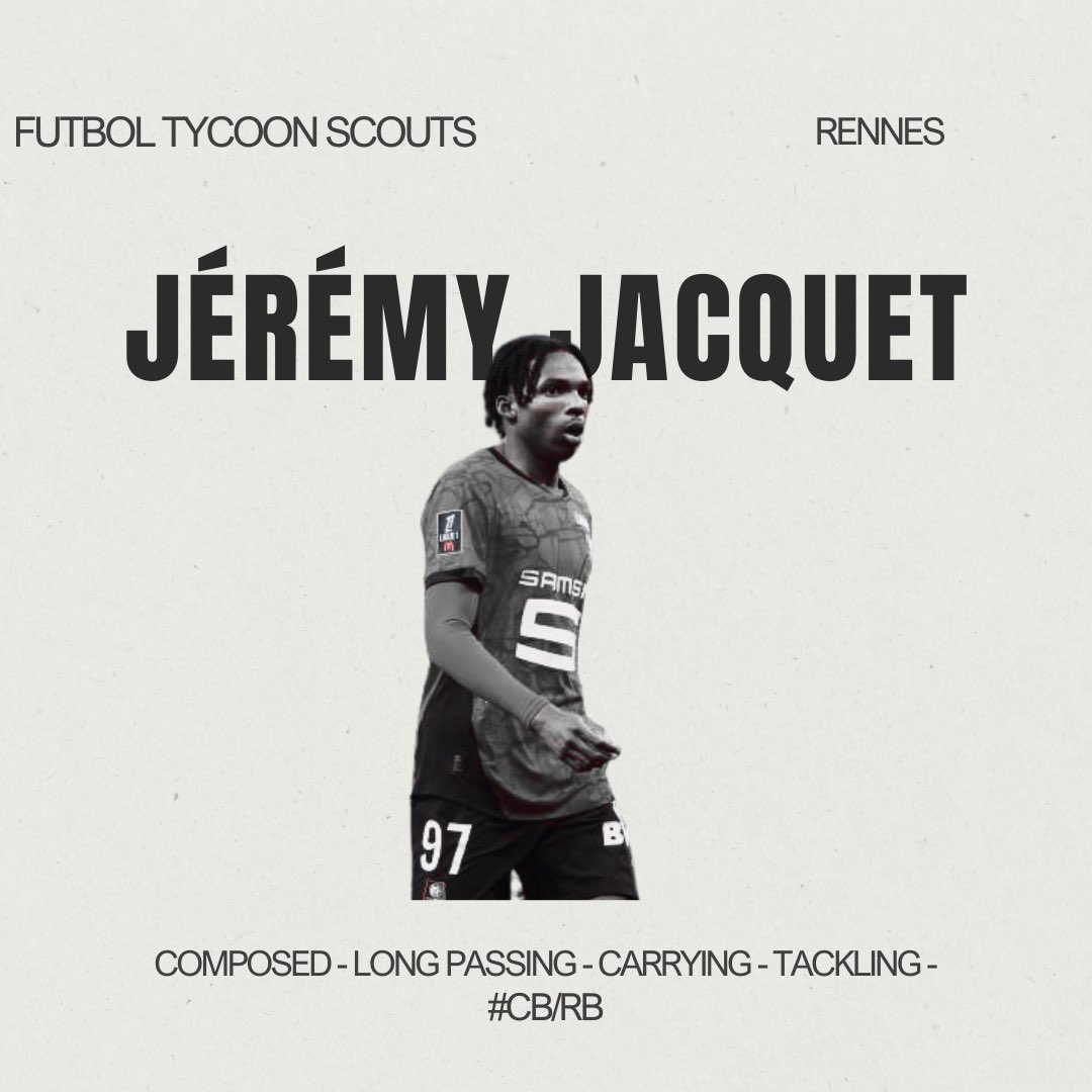 Jérémy Jacquet - Initial Thoughts 

Rennes - 20 - CB/RB - Right Foot - France 

Hailed as one of the best defensive prodigies from the France, the Rennes talent has been recently linked to Arsenal

A commanding and composed CB profile, comfortable rerouting as a CCB/WCB

[1/7]