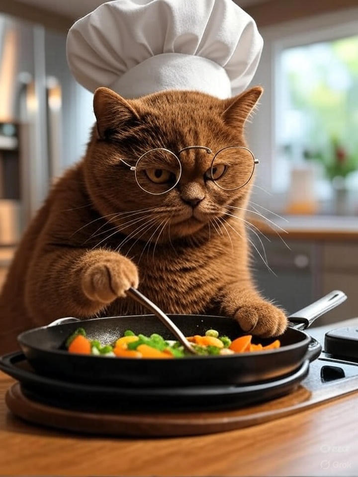 Illoris261413's tweet photo. 🍳 Meet Chef Puff, the purr-fect master of the kitchen! 😻 This brown feline is stirring up some serious veggie magic with those stylish glasses and chef hat! 👨🍳 Who knew cats could cook this good? Check out the skills! My Entry
@moonpuffx
@crypt27_sniper
#ChefCat #PuffTheCook https://t.co/CAIKvqZUZS