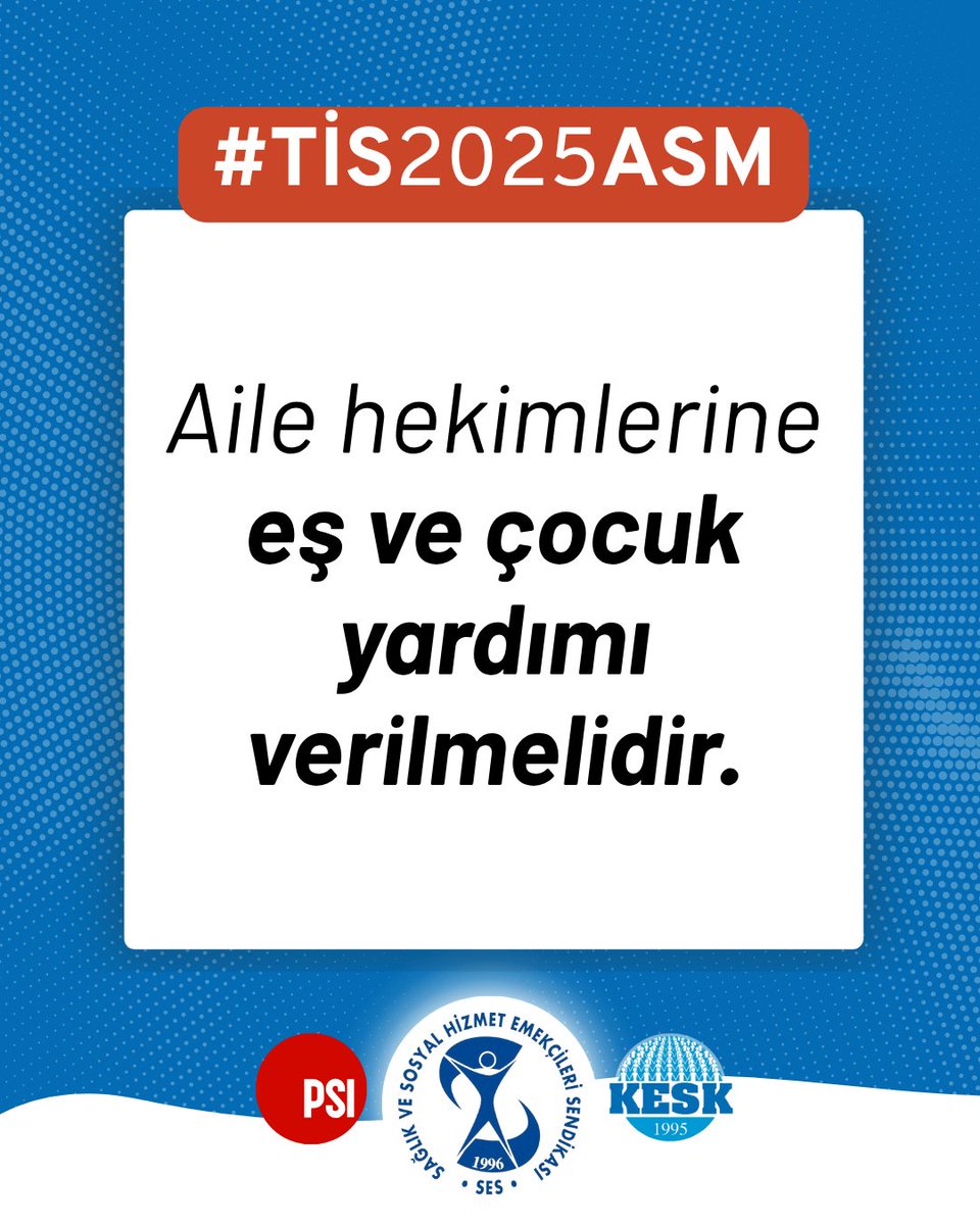 ❗️Aile hekimlerine eş ve çocuk yardımı verilmelidir.

📢Aile Sağlığı Merkezlerinde, Birlikte Örgütlenmeye, Mücadeleye!

#TİS2025ASM

Aile Sağlığı Merkezlerindeki emekçilerin talepleri için⬇️⬇️⬇️
xfs2.ikon-x.com.tr/ses/2025/07/bi…
