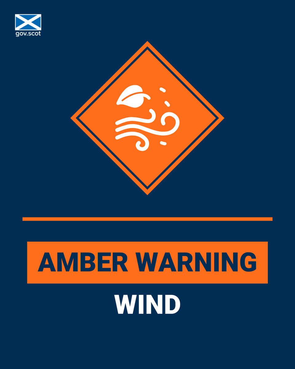 Scottish Government (@scotgov) on Twitter photo ⚠️ <a href="/metoffice/">Met Office</a> has issued an amber warning for high winds from 10am and 10pm tomorrow for a large part of mainland Scotland and the Western Isles.
Keep updated:
🌧️Weather <a href="/metoffice/">Met Office</a>
🚍Travel advice @policescotland
🚘Traffic <a href="/trafficscotland/">Traffic Scotland</a>
🚆Railways <a href="/ScotRail/">ScotRail</a> ⚠️ <a href="/metoffice/">Met Office</a> has issued an amber warning for high winds from 10am and 10pm tomorrow for a large part of mainland Scotland and the Western Isles.
Keep updated:
🌧️Weather <a href="/metoffice/">Met Office</a>
🚍Travel advice @policescotland
🚘Traffic <a href="/trafficscotland/">Traffic Scotland</a>
🚆Railways <a href="/ScotRail/">ScotRail</a>