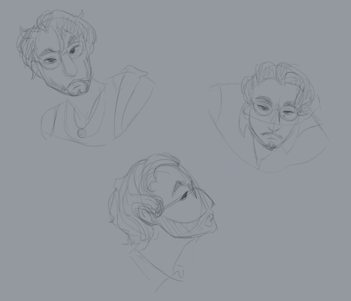 I decided to do some warmup sketches today! <a href="/bbnomula/">bbno$ 👶🚫💰</a> has been getting me through this awful new job lol, but gotta keep up the grind to do solely art someday 🧡