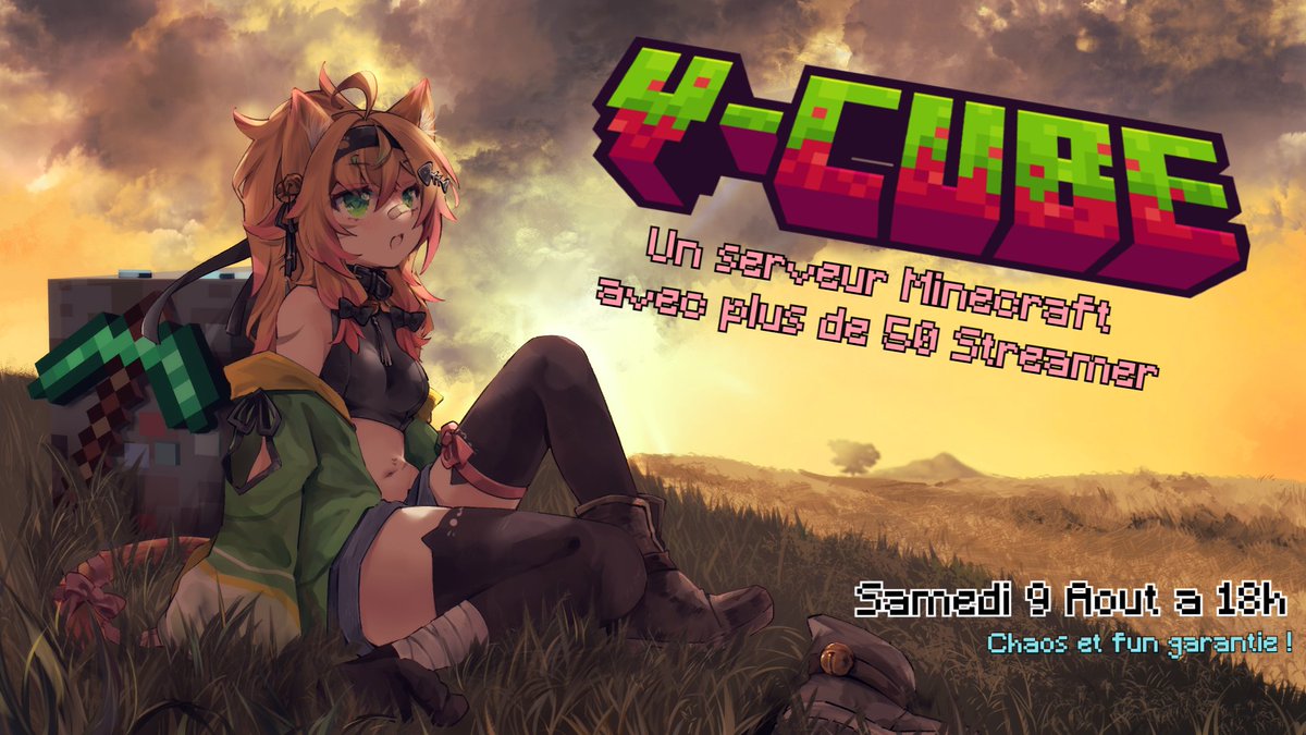 GRANDE ANNONCE ✨
Samedi 9 Aout a 18h sera l'ouverture de V-Cube !  

Un serveur Minecraft Moddé avec plus de 50 STREAMER !!! et un chat de proximité.
le seul objectif ? S'amusé tous ensemble 😎

Ca va être un énorme bordel j'ai trop hâte 🥹💚