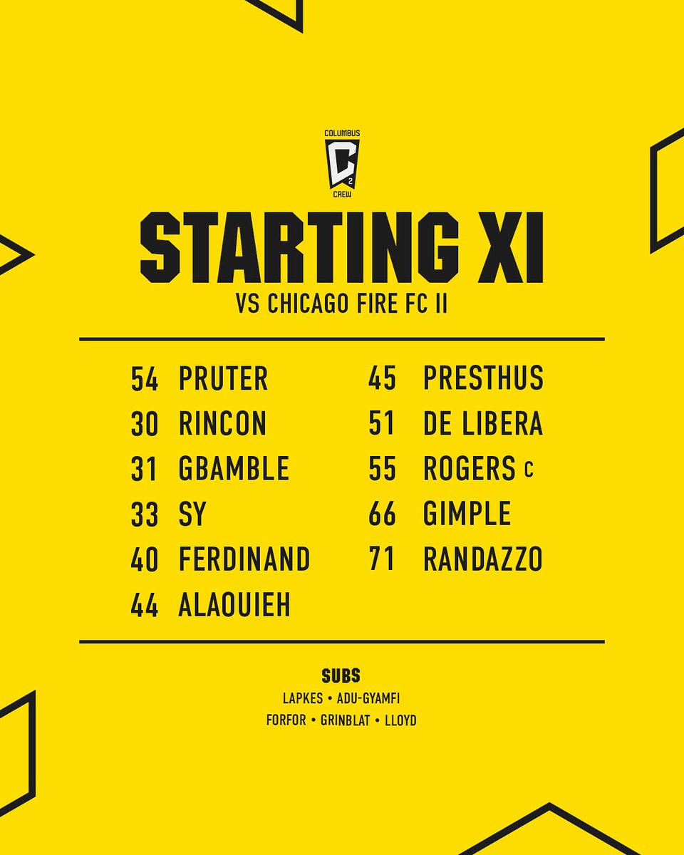 Our Starting XI 🆚 Chicago Fire FC II 👊

#Crew96 | #VamosColumbus