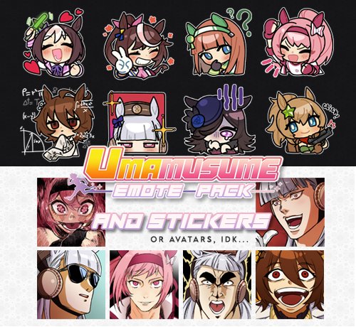 💛Umamusume Emote Pack is out!       
      ╰┈➤8x Emotes                  
                + 6x Meme Stickers (exclusive to this pack)  

⭐ Shop's link bellow ⭐
#umamusumeprettyderby #UmaMusumeGlobal #umamusume #umamusumefanart