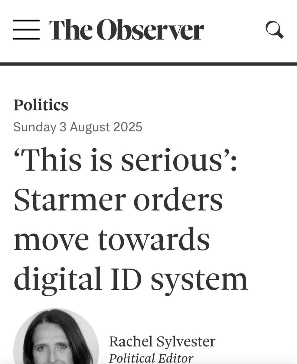"Downing Street now considering in detail the “workability” of a unique digital identifier for all residents that could be used to check an individual’s right to live &amp; work... as well as provide access to welfare, healthcare or housing

Read the last bit

Get ready for pushback