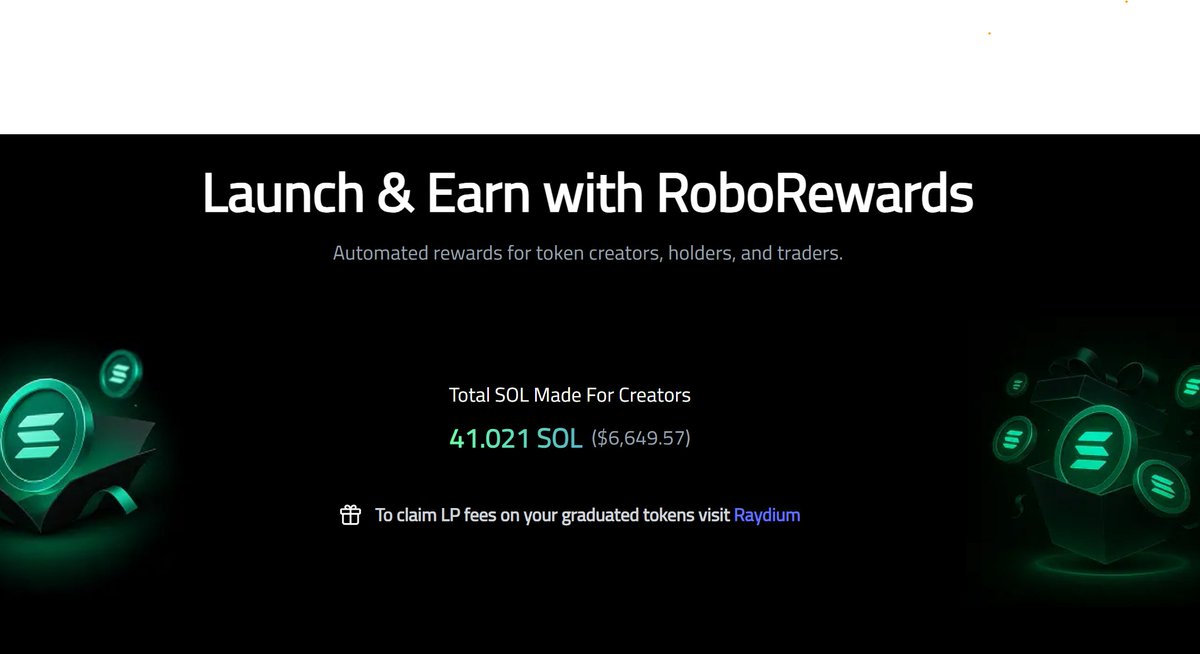 Paid almost $7k to just a handful creators after 69% RoboRewards Bonding Curve &amp; LP fee sharing intro!

Creators earned this pre-graduation. Not from LP.

So it doesn't matter if your token graduates.
You print with us regardless💸

Don't forget about the $100 graduation bonus💙