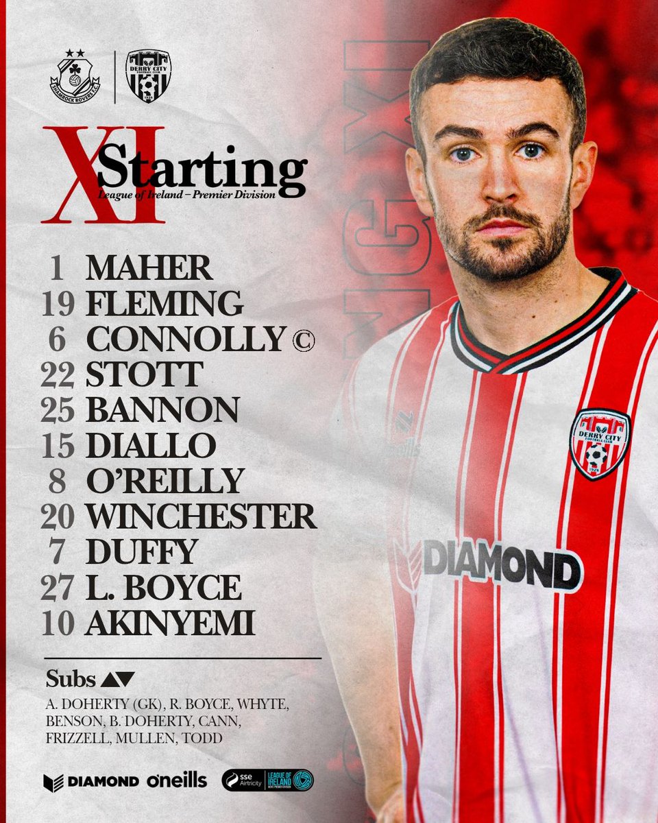 ⚡ TEAM NEWS ⚡

Your City lineup to take on Shamrock Rovers tonight at Tallaght. 

KO 7pm. Live on LOITV. 🔴⚪