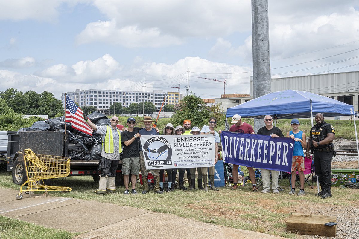 18 people removed 2,023 pounds of trash at Tennessee Riverkeeper’s cleanup with Model Environment and The Orion Amphitheater. A lot of trash removed was single-use plastic. Thank you so much to our hard working team for cleaning up waterways!