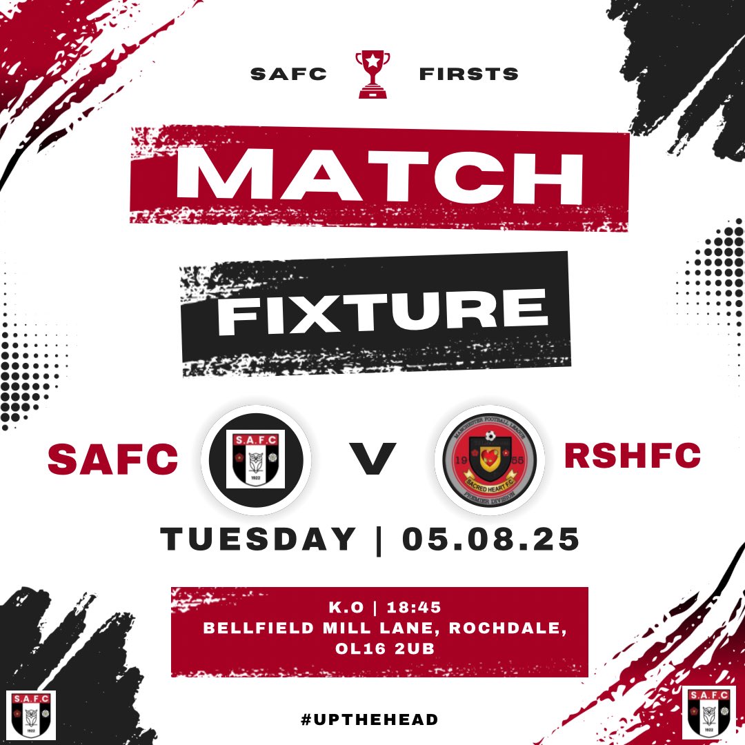 Springhead AFC (@springheadafc) on Twitter photo ๐ฃ THE SEASON BEGINS ๐ฃ
Our first fixture of the 2025/26 season in the Manchester Premier division for the first team this Tuesday vs <a href="/SacredHeartFC/">Rochdale Sacred Heart FC</a>
KO 18:45pm away
If you can get down and support the lads!
#upthehead
๐พ๐ช๐ดโซ๏ธ ๐ฃ THE SEASON BEGINS ๐ฃ
Our first fixture of the 2025/26 season in the Manchester Premier division for the first team this Tuesday vs <a href="/SacredHeartFC/">Rochdale Sacred Heart FC</a>
KO 18:45pm away
If you can get down and support the lads!
#upthehead
๐พ๐ช๐ดโซ๏ธ
