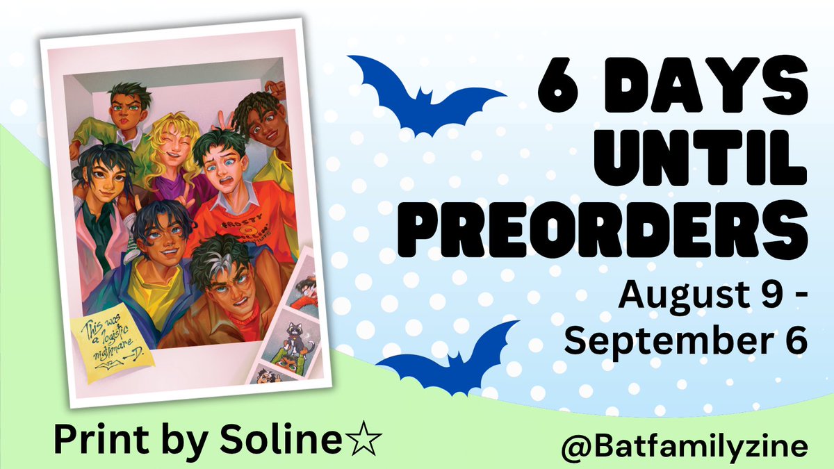 🕑 6 DAYS TIL PREORDERS 🕑

Say cheese! 📸 We're making memories, a photo at a time! This one by <a href="/samix_asb/">floppiest flop (I like guy gardner)</a> is a classic. Stay tuned for our preorders opening in just 6 days! 🦇🌟