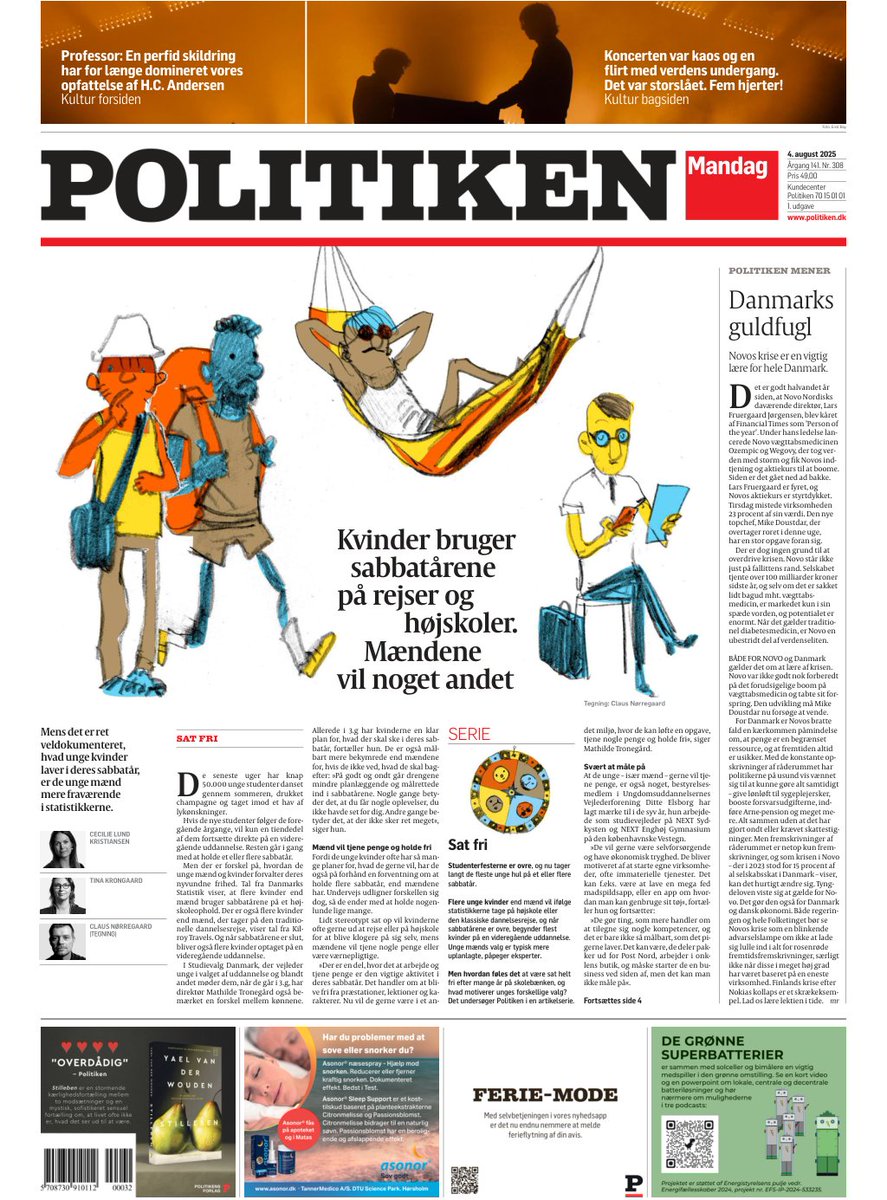 Iværksætteren, Livsnyderen, Opleveren og Tvivleren. Nyt forskningsprojekt har fundet frem til fire typer unge mænd blandt dem, der holder sabbatår. #dkmedier #tomorrowspaperstoday