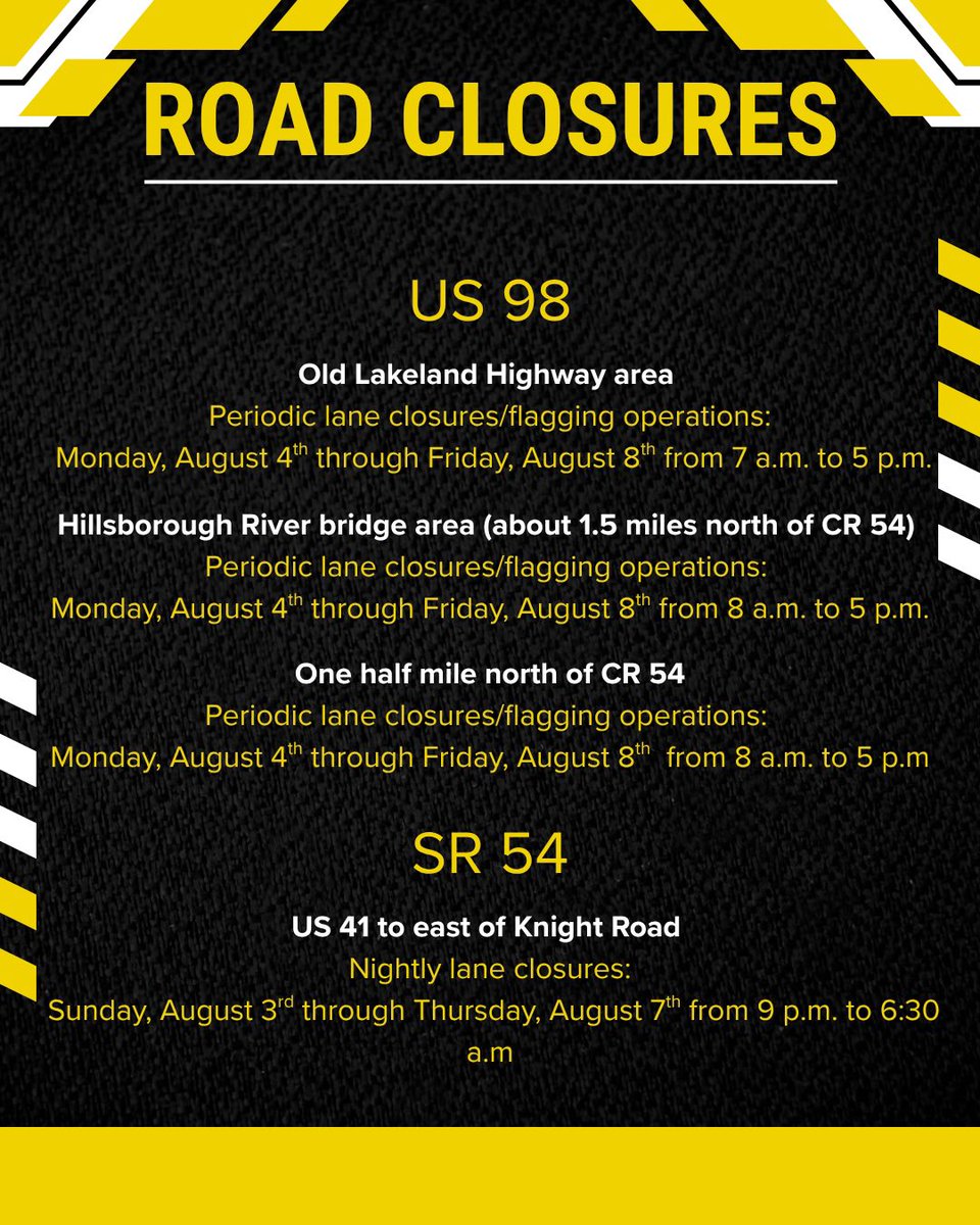 Starting tonight, these roads will be experiencing period closures.