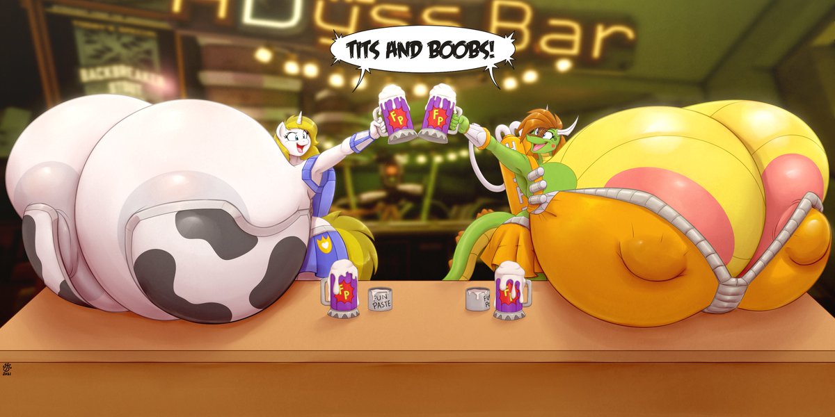 I never played Deep Rock Galactic, but this seemed a fine concept. Because tits and such 😶

Drawn by <a href="/BadgerBenArt/">Badgerben🎉</a> for <a href="/WhiteHeartPony/">White Heart 🔞</a> 
Colors done by me.