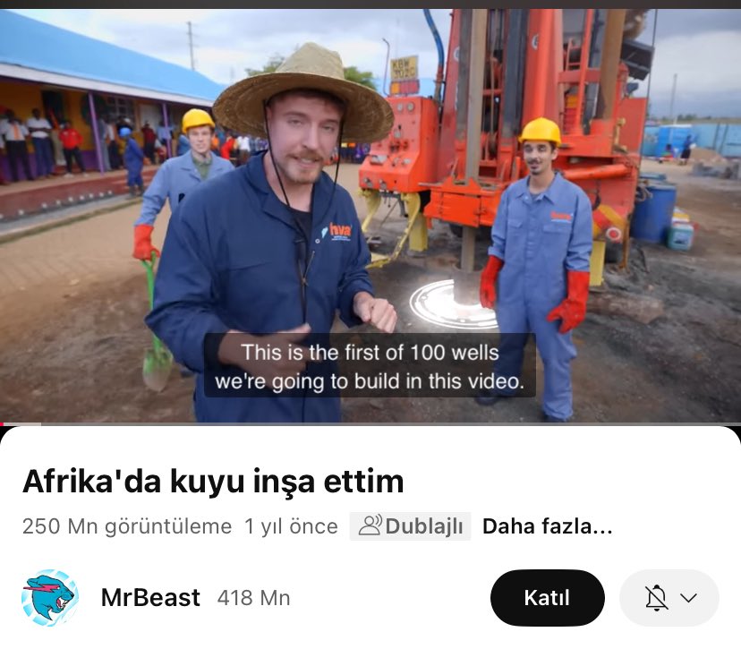 İçinde yaşadığımız çağın özeti bu… Göstermenin yapmaktan daha önemli olduğu bir zamandayız. Bizim STK’lerimiz her yıl Afrika’da yüzlerce su kuyusu açarken bunu gören, izleyen birkaç bini geçmiyor. ABD’li fenomenin açtığı su kuyusu videosunu kısa sürede 250 milyon kişi izlemiş.