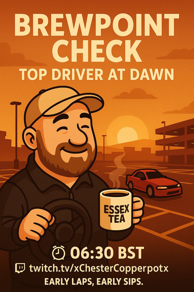 MrC_Copperpot's tweet image. 🚗☕ “Brewpoint Check – Top Driver at Dawn”

Hit the circuit with style and a steaming mug of Essex Tea. Indie racer Top Driver by @Entity3Limited.
I take the wheel from 06:30 BST.
📺 twitch.tv/xChesterCopper…

Early laps, early sips. #TopDriver #EssexTea #Twitch #gaming #indiegame