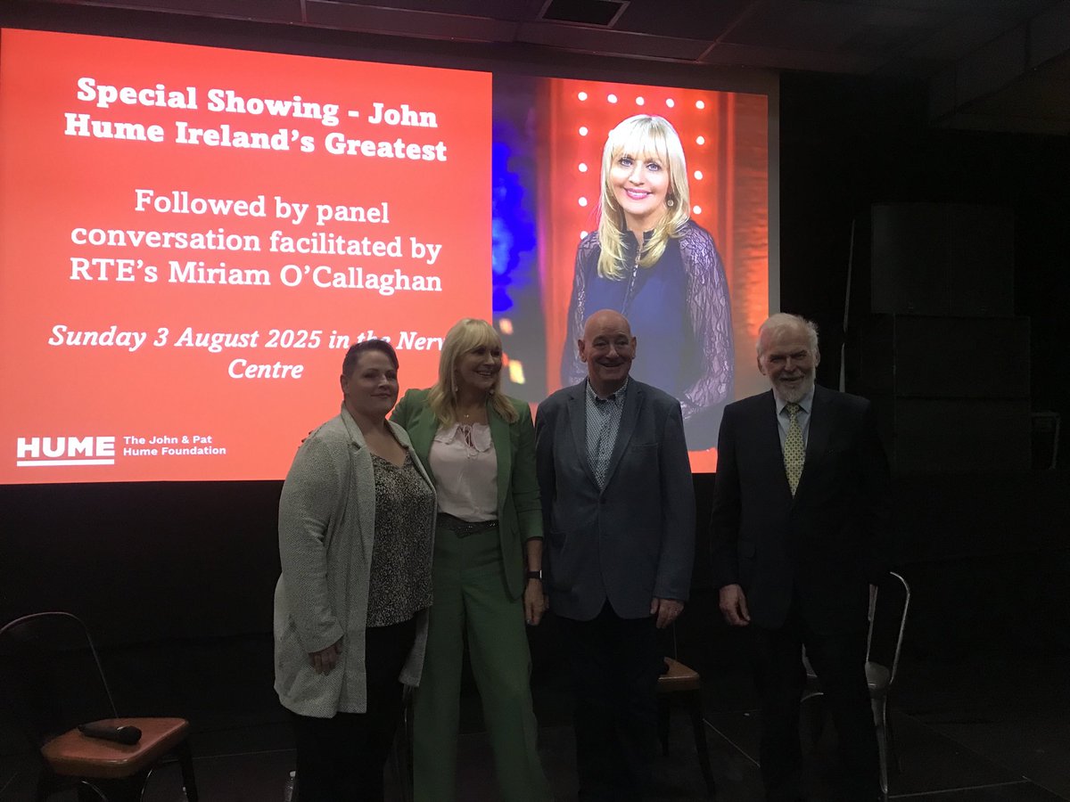 The John and Pat Hume Foundation (@humefoundation) on Twitter photo The incredible Miriam O’Callaghan <a href="/nerve_centre/">Nerve Centre</a> presents her powerful 2010 RTE documentary on John Hume which ensured John was voted ‘Ireland’s Greatest’ which Miriam said ‘finally acknowledging his great achievements and sacrifice.’ The incredible Miriam O’Callaghan <a href="/nerve_centre/">Nerve Centre</a> presents her powerful 2010 RTE documentary on John Hume which ensured John was voted ‘Ireland’s Greatest’ which Miriam said ‘finally acknowledging his great achievements and sacrifice.’