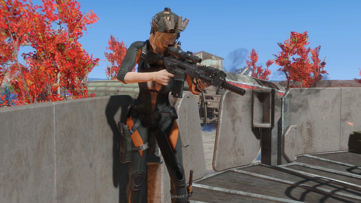 NeptuneMk14's tweet photo. Rachel is assisting in base defense against a horde of zombies. I didn't even spawn the horde of zombies, they came out of nowhere #rachelfoley #rachel #foley #fallout #zombies #fallout4 #zombiehorde #rachaelfoley #residentevil #residentevilrevelations https://t.co/DXNTbJdG2M